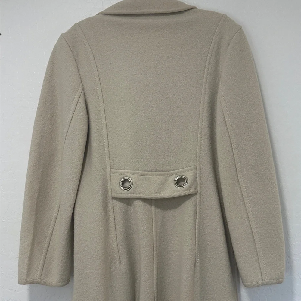 Geiger warm 100% wool trench Long Double-Breasted Coat‎ Beige 36 small ACADEMIA